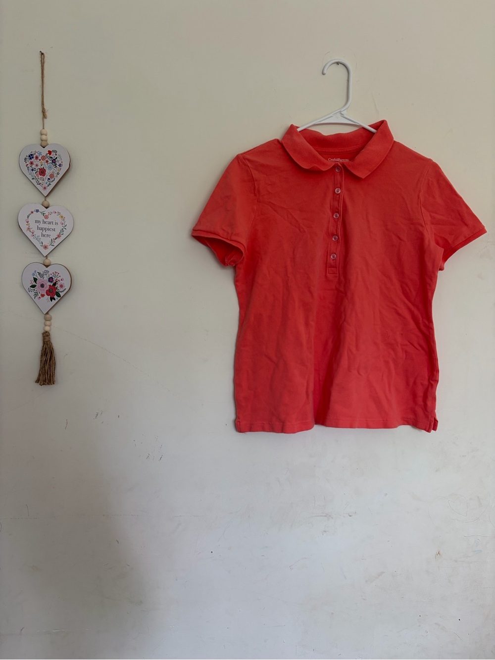 Croft & Barrow Women’s Size M Coral Classic Polo Summer Cotton Button Up Blouse